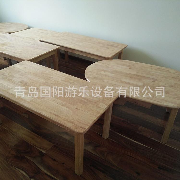 Kindergarten tables and chairs wooden solid wood preschool children's learning desks and chairs set six-person game small table