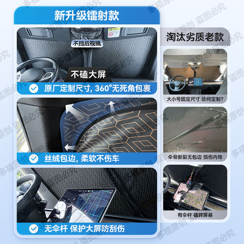 捷途X70/旅行者山海T2/L7大圣X90汽车遮阳前挡防晒隔热遮阳帘板伞 - 图2