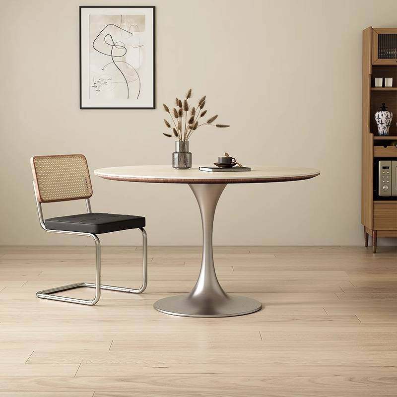 严奢中古风郁金香餐桌实木饭桌家用小户型岩板圆桌餐桌椅子一套,淘宝优惠券,粉丝福利购,淘宝优惠卷