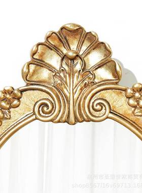 欧式复古宫廷风浮雕台梳HZJ式化妆妆镜妆桌镜雕花树脂摆件面装饰