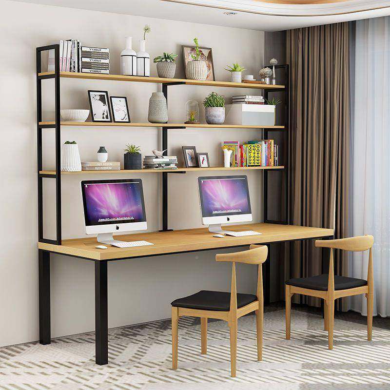 L人OFT免钉墙实木书桌书架组合一体10077307用公桌简约双卧室电办,淘宝优惠券,粉丝福利购,淘宝优惠卷