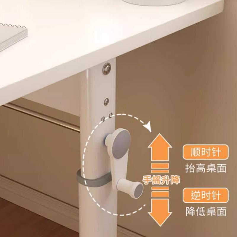 Children's study table hand-operated lifting table study table writing table homework large white table computer desk and chair set