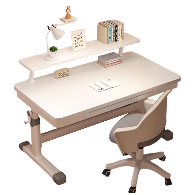 Children's study table hand-operated lifting table study table writing table homework large white table computer desk and chair set