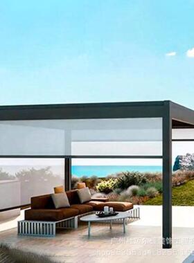 电动防风卷帘阳台防雨防晒隔热防蚊遮光户外凉亭智能遮阳帘