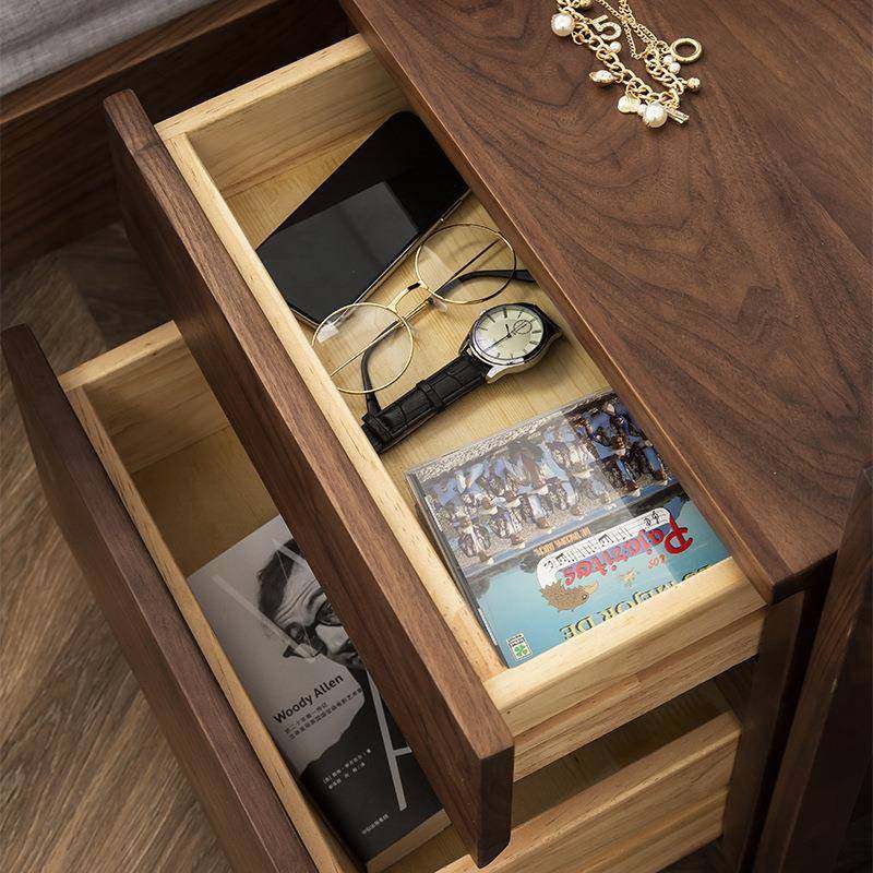北欧黑胡桃全实木床头柜卧室床边储物柜极简式抽屉置物柜收纳斗柜,淘宝优惠券,粉丝福利购,淘宝优惠卷