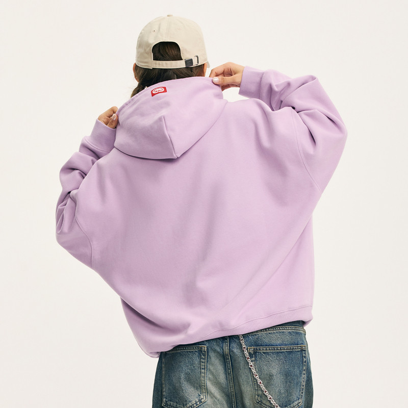 ecko红犀牛  紫色字母贴布钉珠连帽重磅情侣卫衣2025秋季新款外套