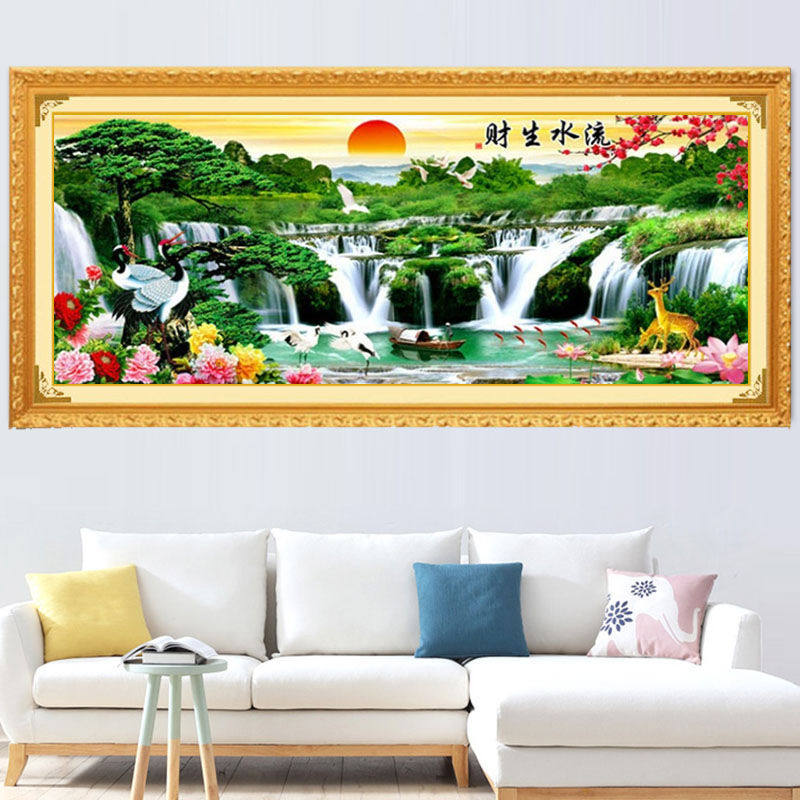 带框架已装裱纯手工绣好的十字绣成品流水生财蒸蒸日上送礼大幅,淘宝优惠券,粉丝福利购,淘宝优惠卷