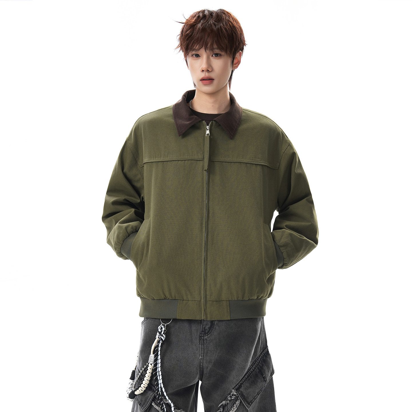 SHAPOES秋冬季男生美式复古休闲底特律翻领夹克男士宽松百搭外套,淘宝优惠券,粉丝福利购,淘宝优惠卷