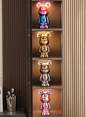 速发轻奢高档酒柜装饰品摆件熊关电视柜子陶厅玄客瓷摆设套装组合