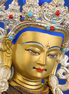 速发鎏殊普贤佛像摆件藏传纯铜文金银居家西藏7寸1菩用品文殊尺萨