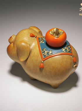 速发饰《事大吉》送友礼物桌面客厅玄关柜家居装诸品铜猪摆件