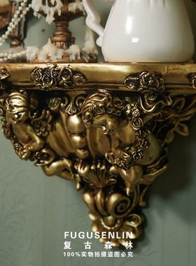 速发复古森林欧式天使柱烛台浮雕壁挂居式相框家法拍饰装照道具