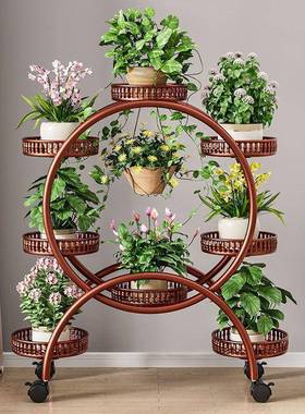 花架子客厅落地式室内可移动卧室花盆架铁艺多层阳台花架家用落地