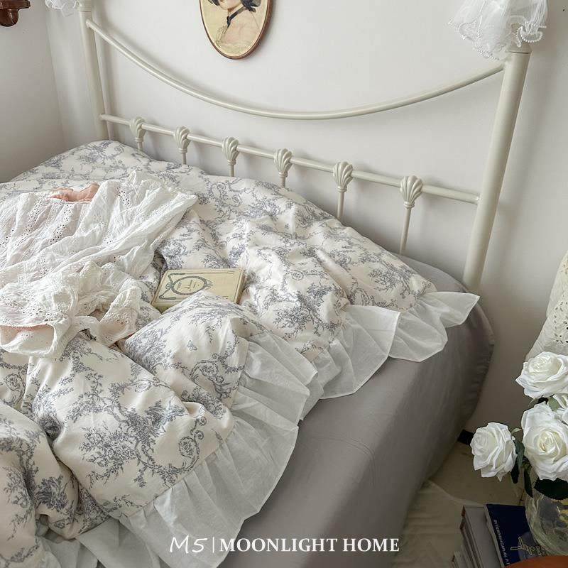 法式复古赫本风荷叶边花边全棉床上四件套纯棉床单被套床笠三件套,淘宝优惠券,粉丝福利购,淘宝优惠卷