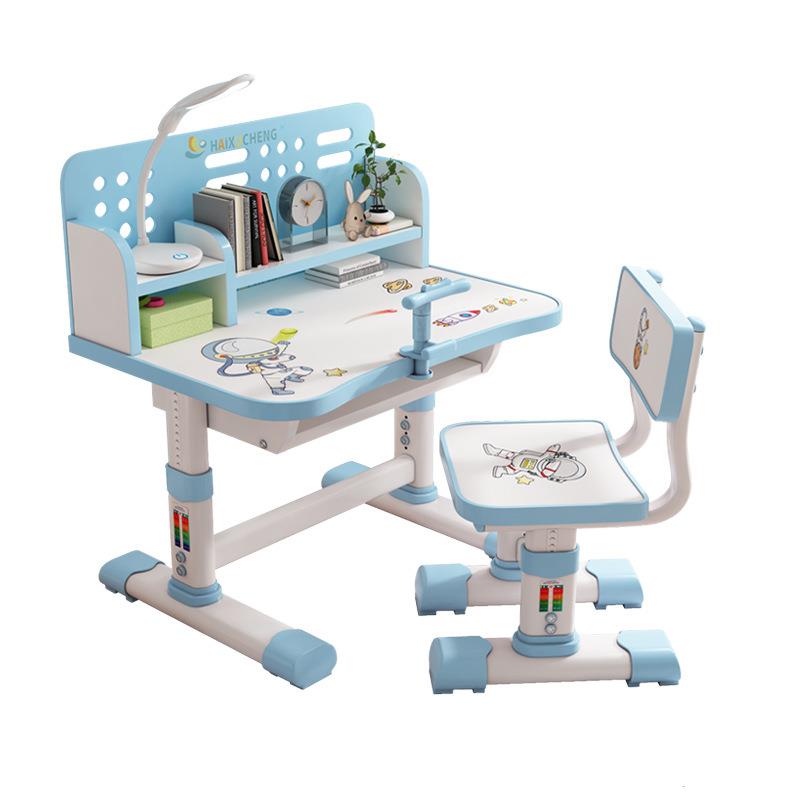 Study table, children's writing desk, bookshelf combination table, household liftable student homework desk and chair set