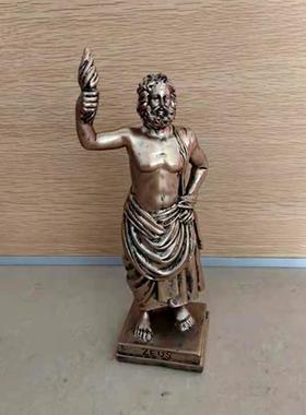 古希腊神话装饰雕塑像人物欧式工艺品客厅酒柜铜色宙斯装饰摆件