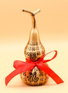 纯黄铜铜葫芦摆件开口百福招财葫芦家居办公室装饰工艺礼品