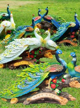 仿真孔雀摆件动物玻璃钢工艺品园艺装饰景观设计婚庆摆设酒店摆