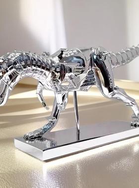 树脂工艺品电镀霸王龙机械恐龙客厅摆件客厅软装饰品