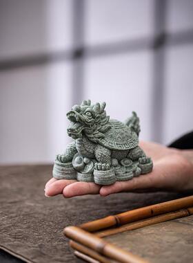青砂石龙龟金蟾摆件招财家居客厅茶台桌面茶宠微景观鱼缸造景装饰