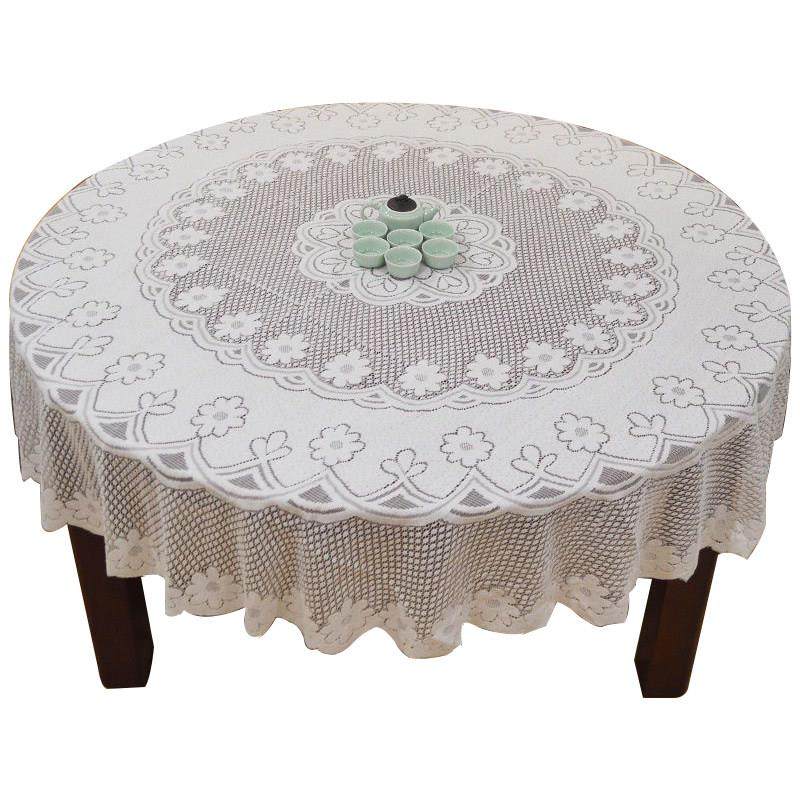 圆形桌布针织巾盖布盖巾餐桌布纯白蕾丝圆台布艺田园茶几家用特价,淘宝优惠券,粉丝福利购,淘宝优惠卷