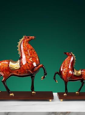 纯黄铜马摆件马到成功家居玄关酒柜办公室桌装饰乔迁商务高档礼品