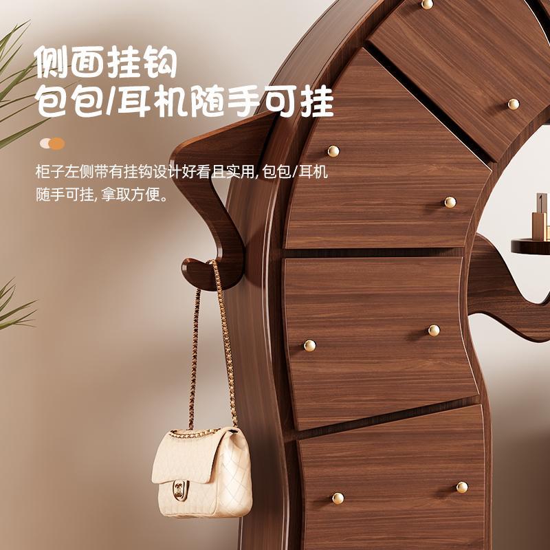 亲仁住宅家俱胡桃色五斗柜实木卧室收纳柜电视柜旁边立柜收纳柜 - 图3