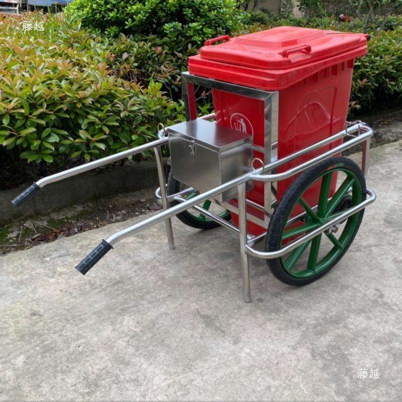 环卫人力三轮垃圾车自卸户外物业不锈钢手推保洁车可304型 - 图2