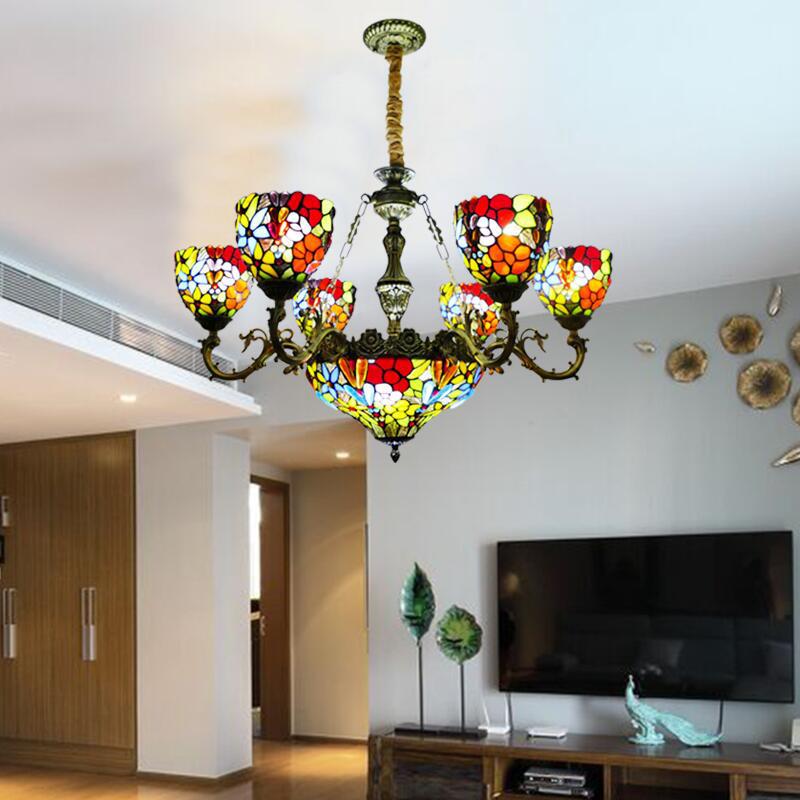 地中海田园风格餐厅客厅蜻蜓吊灯 蒂凡尼创意多头酒店别墅吊灯具 - 图1