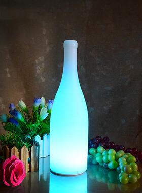 LED七彩遥控充电发光大酒瓶灯餐厅装饰桌灯酒吧摆件创意酒瓶夜灯