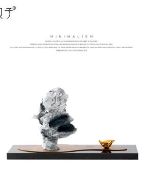 贝子艺装新中YB-RZ-16式景创意太湖石小鸟软摆件山石头酒店样板间