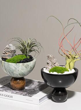 艺子大理石盆花景花器贝轻奢摆件桌YB-DZ-HY艺客厅酒餐店会所仿真