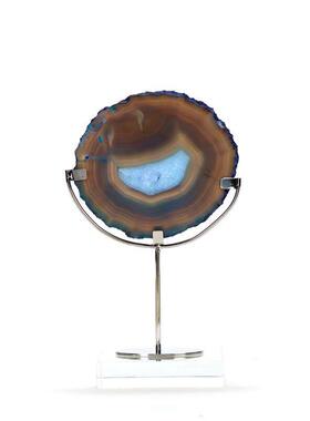 样板房酒店会所软装高档不锈钢玛瑙石水晶底座摆件后现代欧式家居