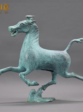 纯铜马摆件家居仿古青铜器马踏飞燕送领导办公室工艺品招财铜奔马