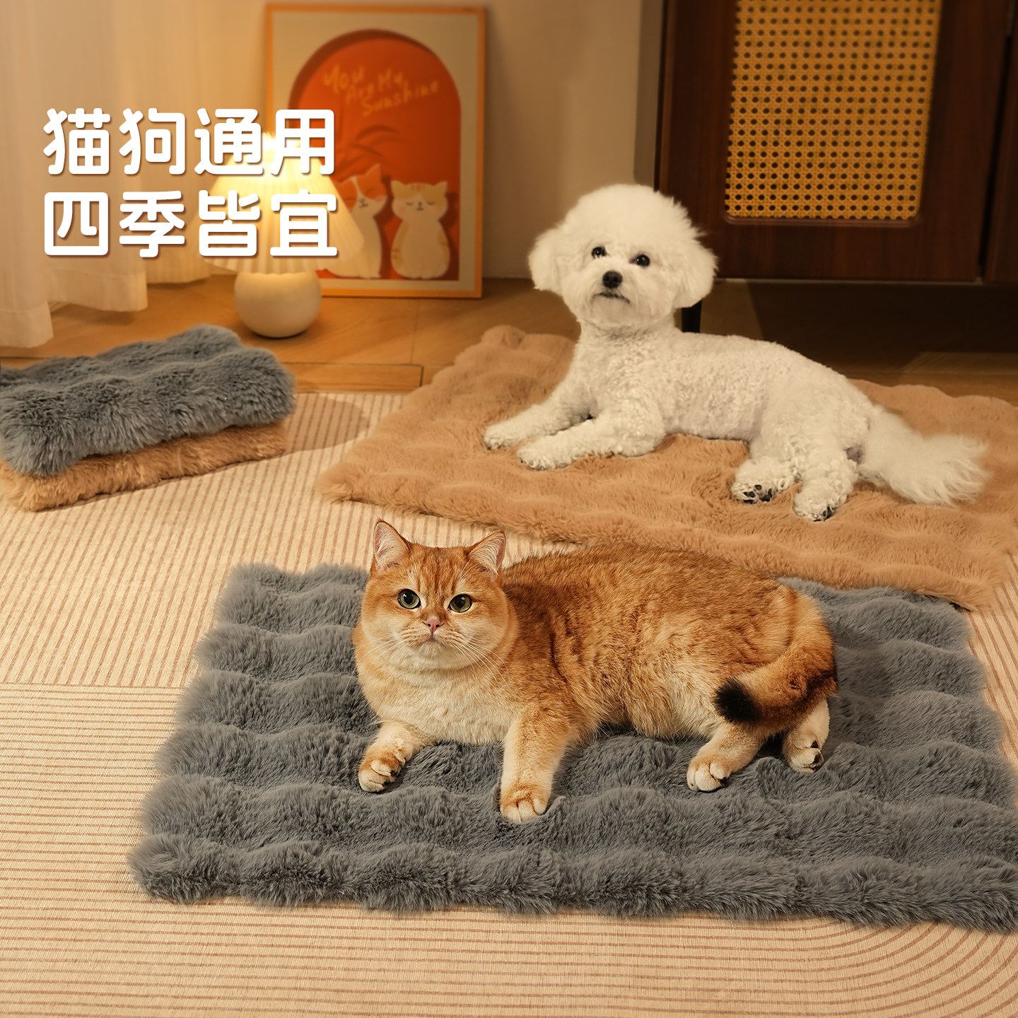 猫狗垫子冬季加绒保暖猫窝狗窝窝垫小型犬比熊柯基毛毯四季通用,淘宝优惠券,粉丝福利购,淘宝优惠卷