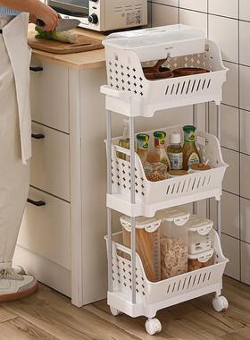 厨房多层夹缝置物架带轮子可移动储物架多用途落地层架