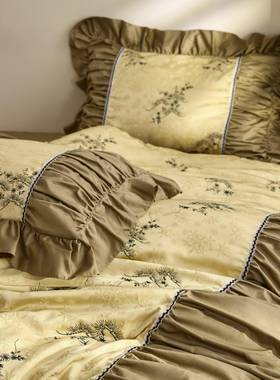 法式复古长绒棉色织提花绣花四件套轻奢S全棉被套床单床品-墨韵凝