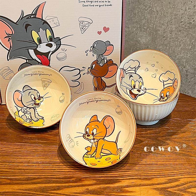 猫和老鼠米饭碗家用儿童可爱卡通陶瓷餐具套装乔迁伴手礼生日礼物,淘宝优惠券,粉丝福利购,淘宝优惠卷