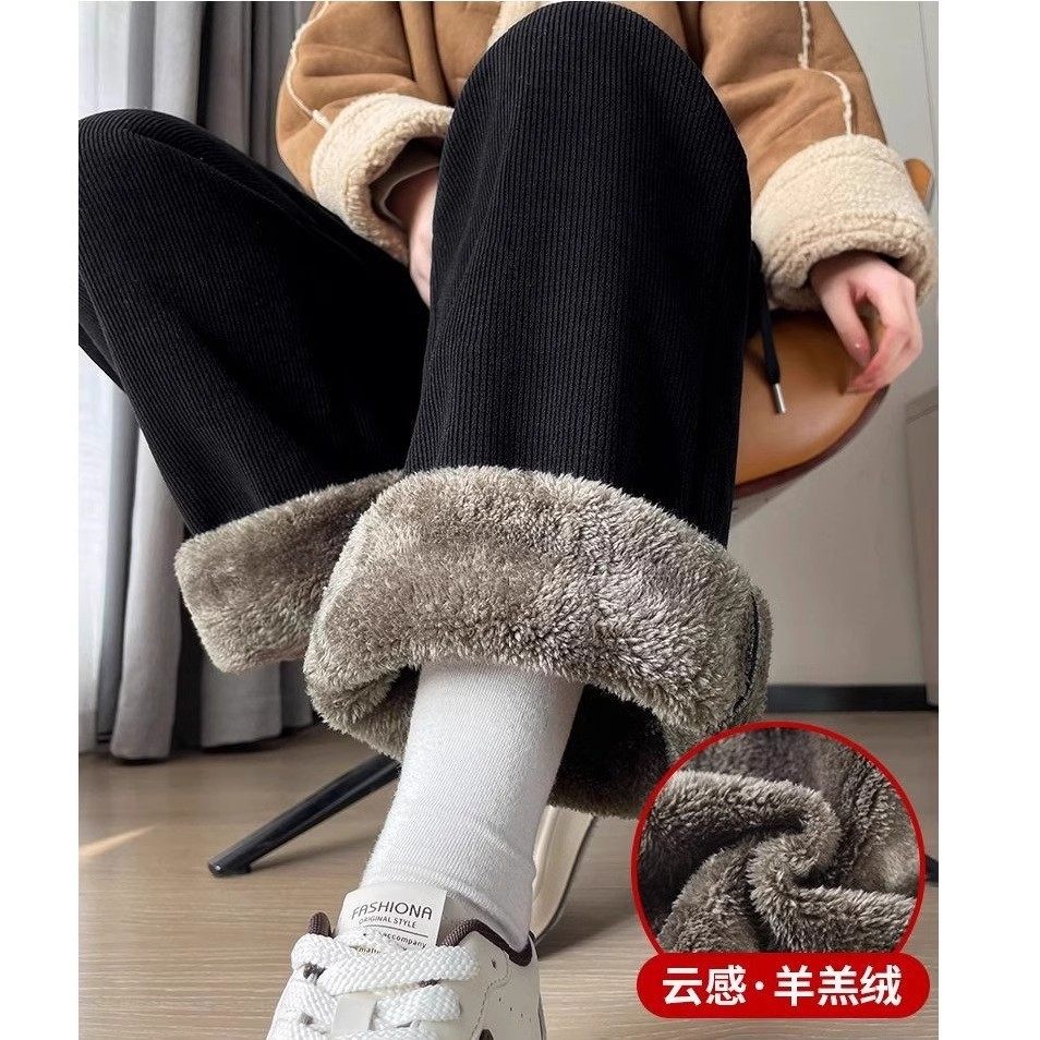 秋冬新款羊羔绒休闲裤女加绒加厚雪尼尔妈妈卫裤高腰束脚哈伦裤子,淘宝优惠券,粉丝福利购,淘宝优惠卷