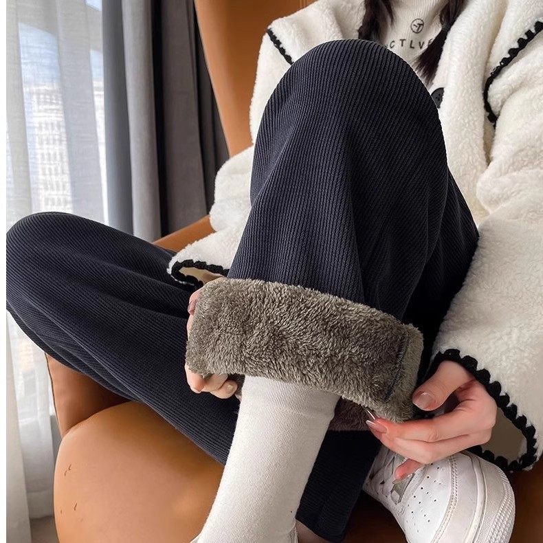 秋冬新款羊羔绒休闲裤女加绒加厚雪尼尔妈妈卫裤高腰束脚哈伦裤子,淘宝优惠券,粉丝福利购,淘宝优惠卷