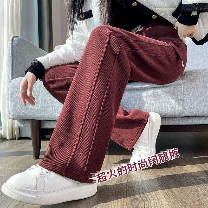 秋冬季加绒加厚雪尼尔中年妈妈高腰大码外穿灯芯绒保暖休闲直筒裤,淘宝优惠券,粉丝福利购,淘宝优惠卷