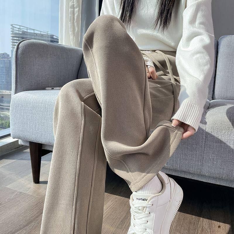 秋冬季加绒加厚雪尼尔中年妈妈高腰大码外穿灯芯绒保暖休闲直筒裤,淘宝优惠券,粉丝福利购,淘宝优惠卷