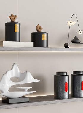 速发新中式茶室茶柜书柜装饰龛样板间博古架软子摆设柜装陈列壁品