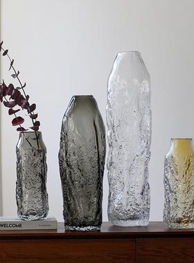 简约轻奢风落地大直筒玻璃花瓶酒店样板间软装饰品插花花器