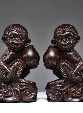 黑檀实木手工雕刻摆件十二生肖动物红木家居工艺品装饰摆件礼品