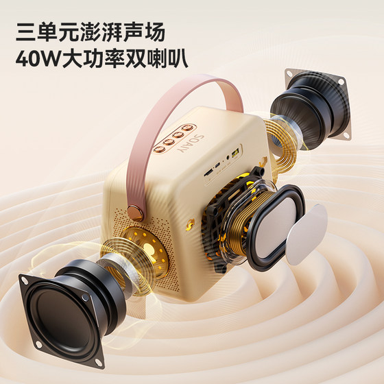 索爱GC520Pro动态歌词话筒音响一体麦克风K歌无线蓝牙音箱唱歌KTV