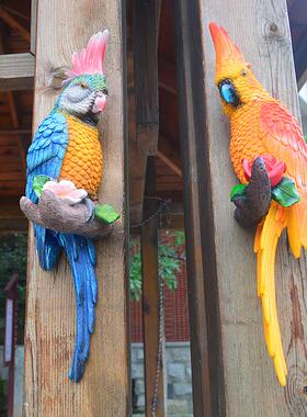 仿真半面壁挂凤头鹦鹉墙壁挂树装饰品工艺品金刚鸟类模型