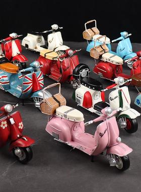 小绵羊VESPA踏板摩托车仿真模型复古怀旧手工打造金属摆件装饰品