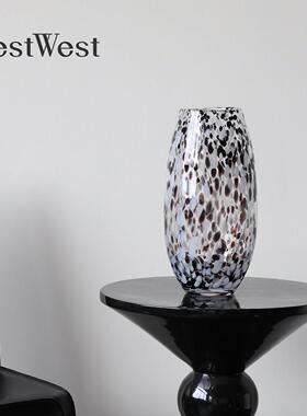 轻奢级感黑白玻璃花餐桌水养颜值插花摆件客厅装饰艺术花器