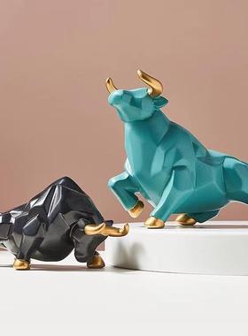 树脂工艺品牛抬头摆件家居电视柜玄关装饰品乔迁送礼佳品